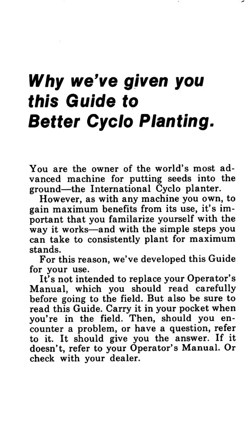 International Guide to Better Cyclo Planting - Guide Book