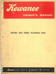 Kewanee 800 Series Plowing Disk Manual