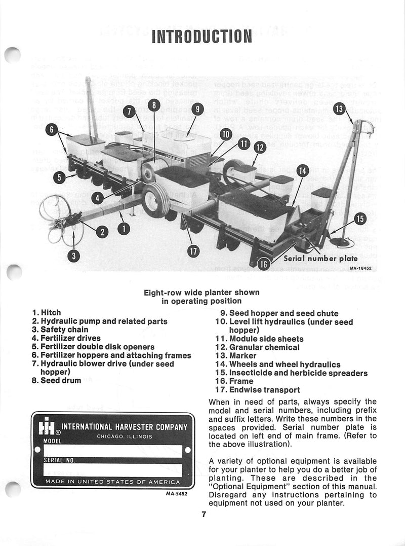 International 800 Cyclo Air Trailing Planter Manual