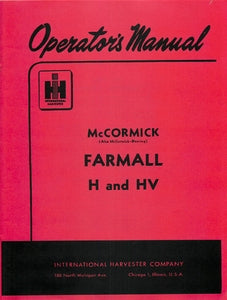 International Farmall H and HV Tractor Manual