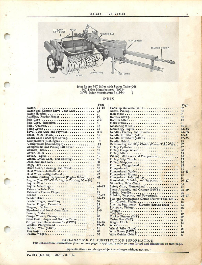 John Deere 24T and 24WS Baler - Parts Catalog