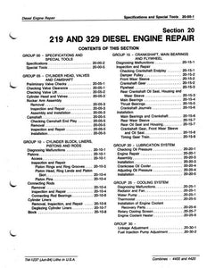 John Deere 4400 and 4420 Combine - "219 and 329" Diesel Engine Repair - Technical Manual