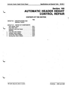 John Deere 4400 and 4420 Combine "Automatic Header Height Control Repair" - Technical Manual