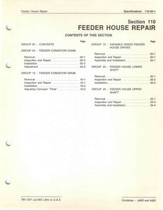 John Deere 4400 and 4420 Combine "Feeder House Repair" - Technical Manual