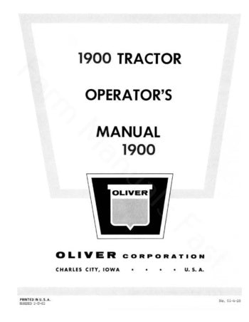 Oliver 1900 Tractor Manual