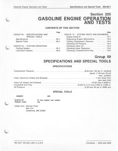John Deere 4400 and 4420 Combine "Gasoline Engine Operation and Tests" - Technical Manual