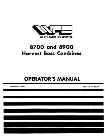 White 8700 and 8900 Combine Manual
