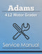 Adams 412 Motor Grader - Service Manual Cover