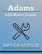 Adams 660 Motor Grader - Service Manual Cover