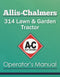 Allis-Chalmers 314 Lawn & Garden Tractor Manual Cover