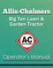 Allis-Chalmers Big Ten Lawn & Garden Tractor Manual Cover