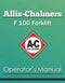 Allis-Chalmers F 100 Forklift Manual Cover