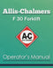 Allis-Chalmers F 30 Forklift Manual Cover