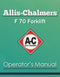 Allis-Chalmers F 70 Forklift Manual Cover