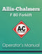 Allis-Chalmers F 80 Forklift Manual Cover