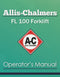 Allis-Chalmers FL 100 Forklift Manual Cover