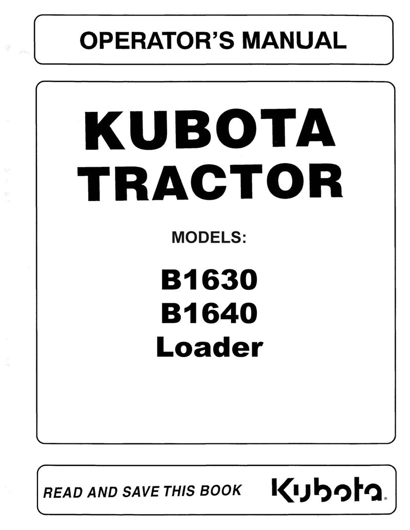 Kubota B1630 and B1640 Loader Attachment Manual