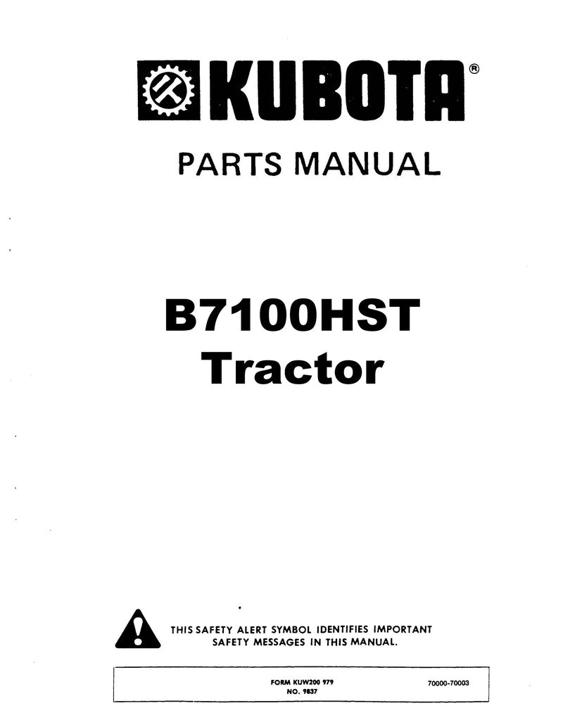 Kubota B7100HST Tractor - Parts Catalog