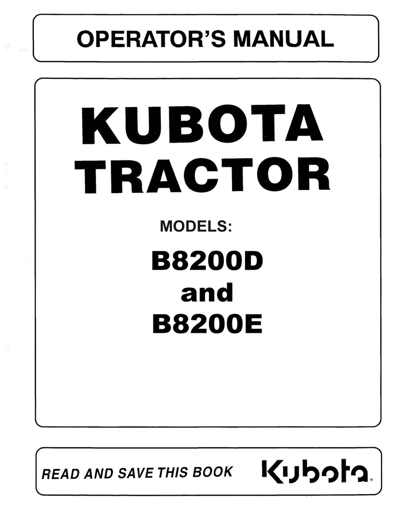 Kubota B8200D and B8200E Tractor Manual