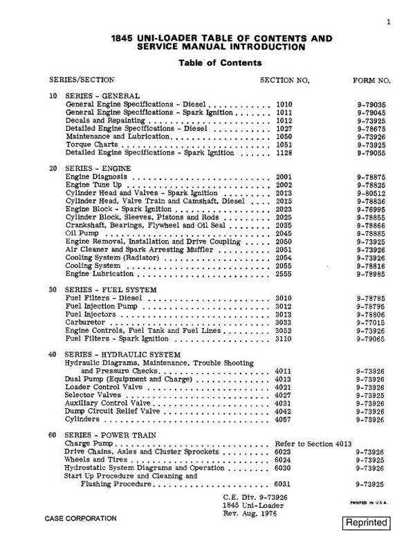 Case 1845 Skid-Steer - Service Manual