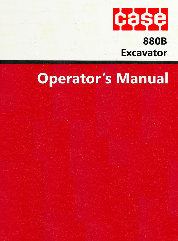 Case 880B Excavator Manual Cover