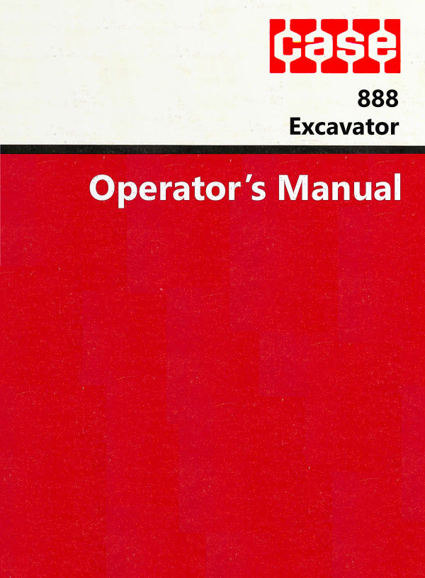 Case 888 Excavator Manual Cover