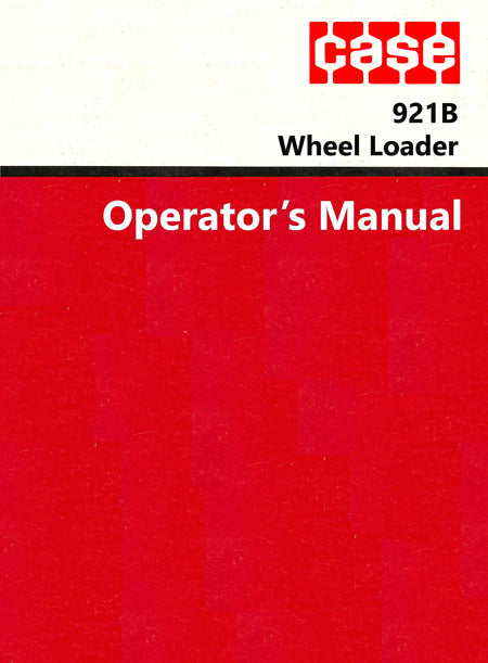 Case 921B Wheel Loader Manual Cover