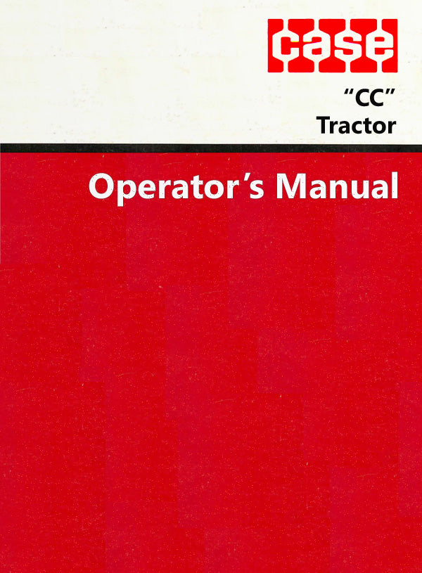 Case "CC" Tractor Manual Cover