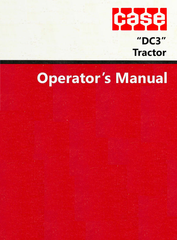 Case "DC3" Tractor Manual Cover