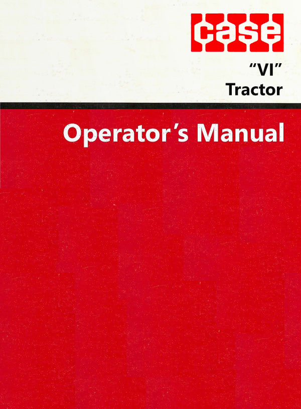 Case "VI" Tractor Manual Cover