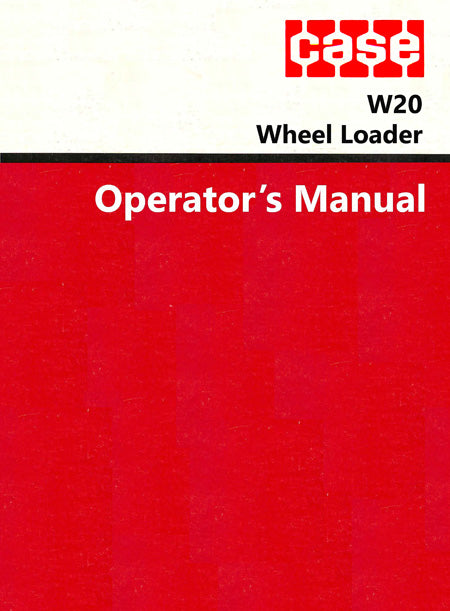 Case W20 Wheel Loader Manual Cover