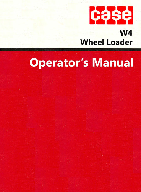 Case W4 Wheel Loader Manual Cover