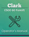 Clark C500 60 Forklift Manual Cover