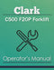 Clark C500 F20P Forklift Manual Cover
