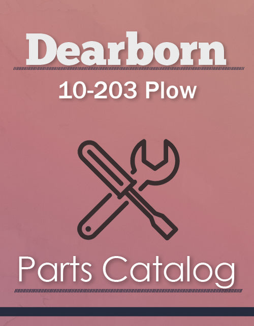Dearborn 10-203 Plow - Parts Catalog Cover