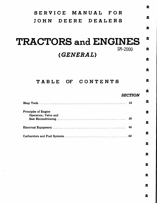 John Deere Tractors and Engines (General) - Service Manual