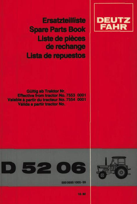 Deutz Fahr D5206 Tractor - Parts Catalog