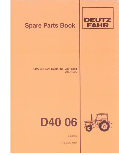 Deutz Fahr D4006 Tractor - Parts Catalog