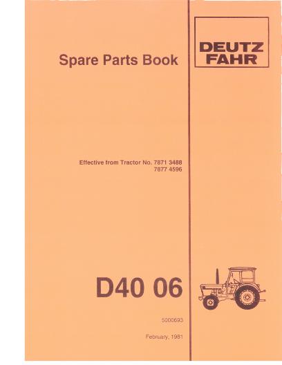 Deutz Fahr D4006 Tractor - Parts Catalog | Farm Manuals Fast