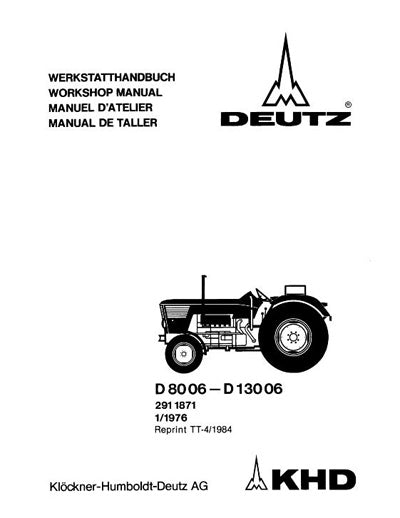 Deutz Fahr D8006, D9006, D10006 and D13006 Tractor - Service Manual