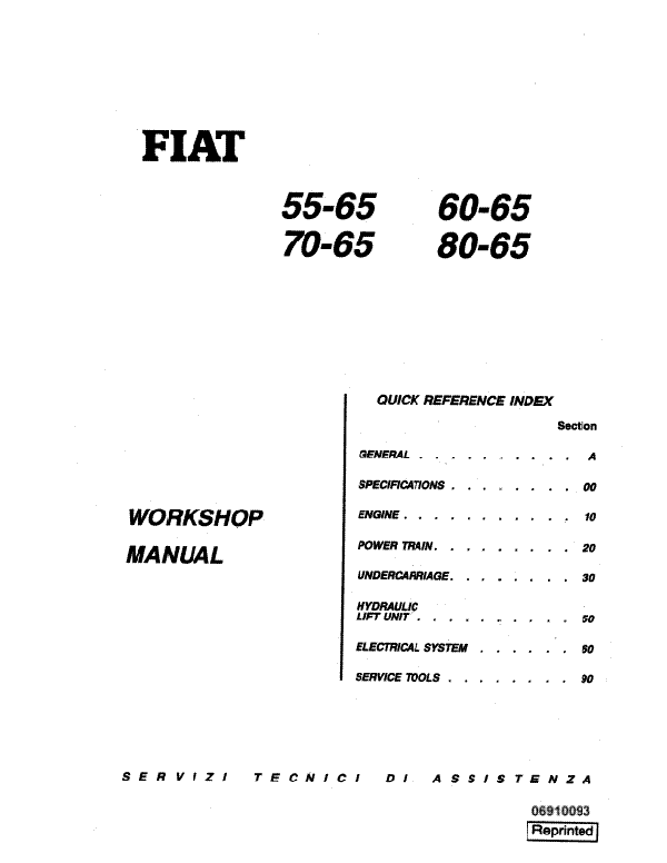 Fiat Hesston 55-65, 60-65, 70-65, 80-65 Tractor - Service Manual