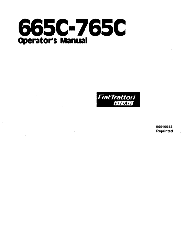 Fiat Hesston 665C and 765C Tractor Manual