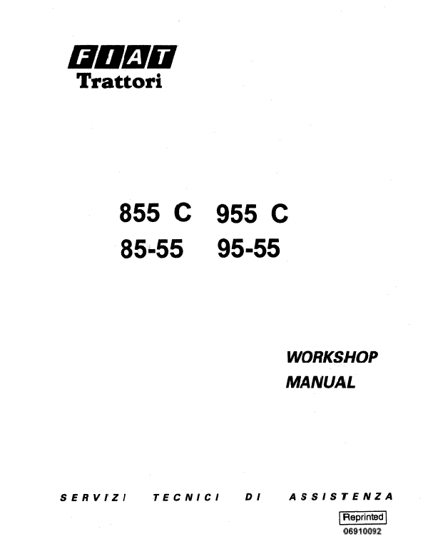 Fiat Hesston 855, 95-55, 955, C Tractor - Service Manual