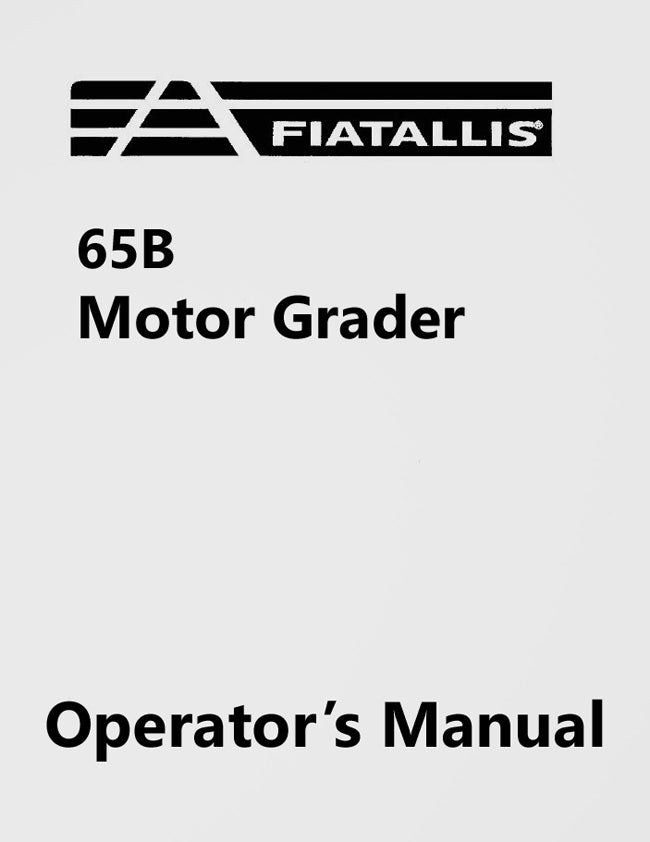 Fiat-Allis 65B Motor Grader Manual Cover