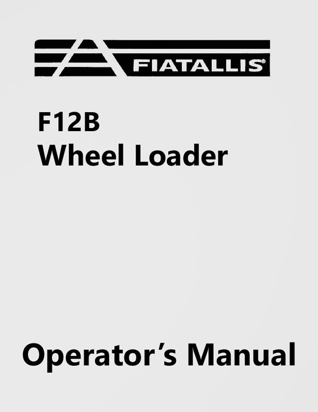 Fiat-Allis F12B Wheel Loader Manual Cover