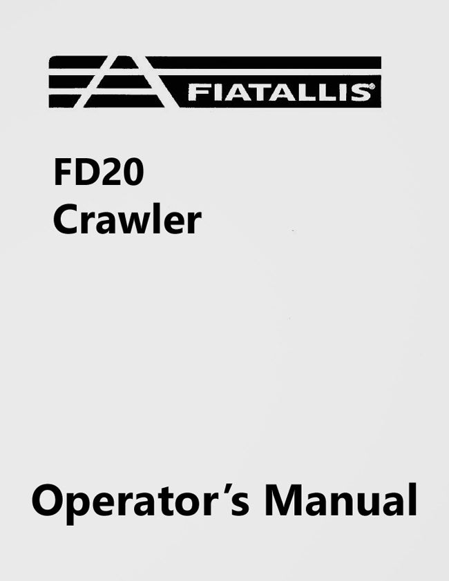Fiat-Allis FD20 Crawler Manual Cover