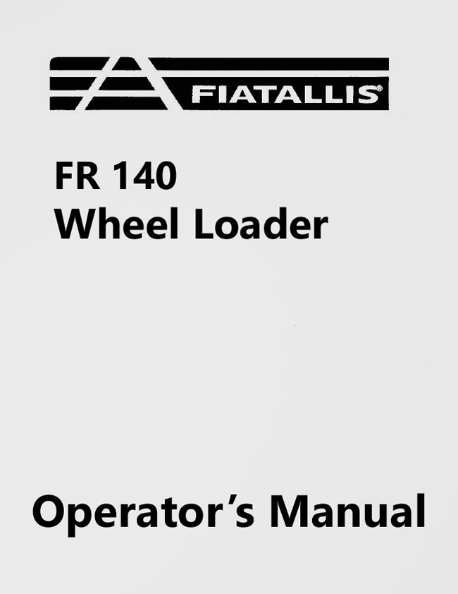 Fiat-Allis FR 140 Wheel Loader Manual Cover