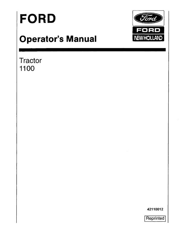 Ford 1100 Tractor Manual
