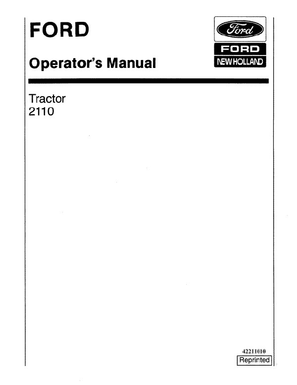 Ford 2110 Tractor Manual