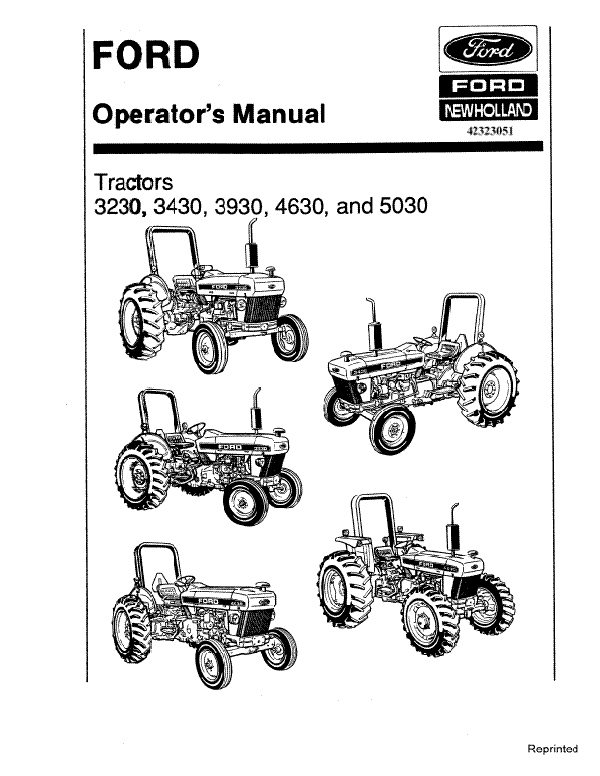 Ford 3230, 3430, 3930, 4630, and 5030 Tractors Manual